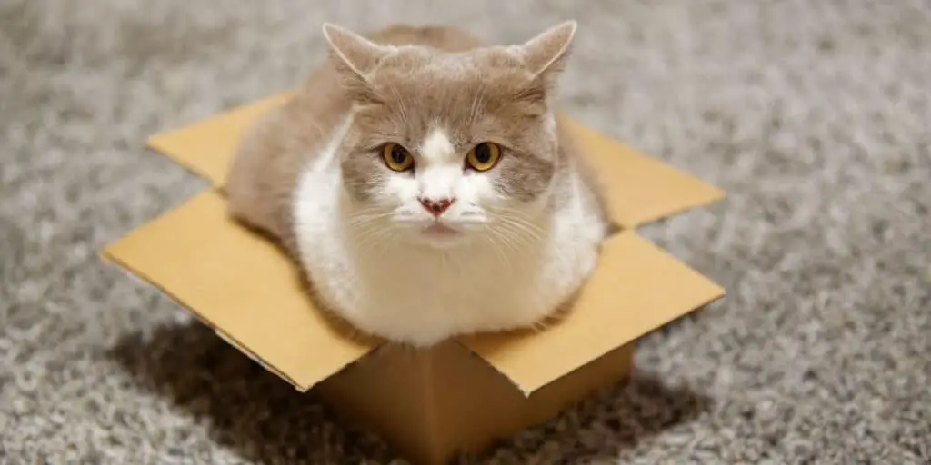 cat sit on box compressed